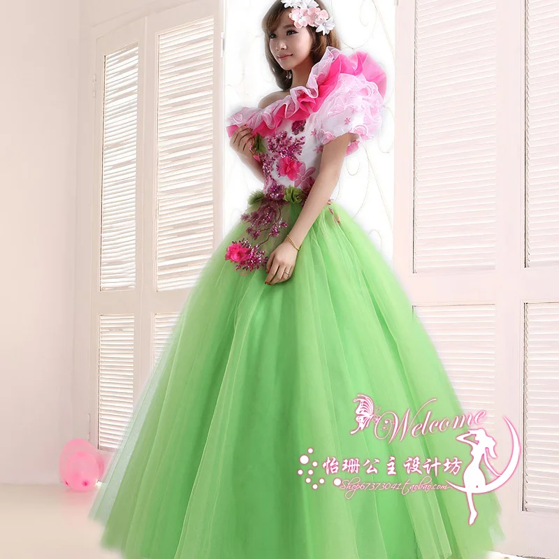 Женское платье в пол с жемчужинами Тюлевое для выпускного вечера 3d цветами V