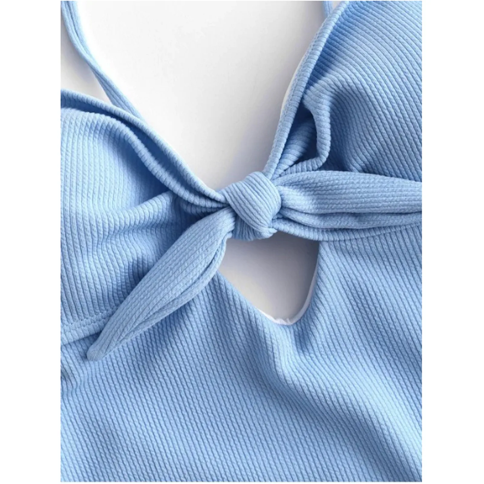 

Sexy 2021 Ladies Retro High Waist Swimwear Women One piece Swimsuit Female Bandeau Front Tie Cut Out Swim Bathing Suit Monokini