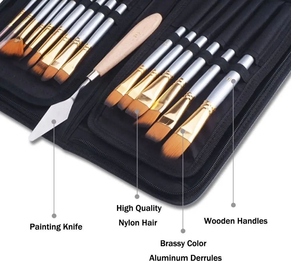 

15pcs/set Body Paint Oil Painting Wood Handles Watercolor Artist Acrylic Sponge Different Shapes