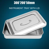 300x200x50mm stainless steel instruments tray with lid medical box for dental