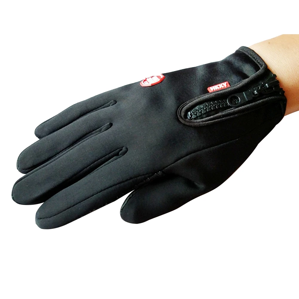 

Autumn Winter Unisex Windproof Warm Riding Gloves Outdoor Mountaineering Skiing Bicycling Zipper Gloves Touch Screen Gloves