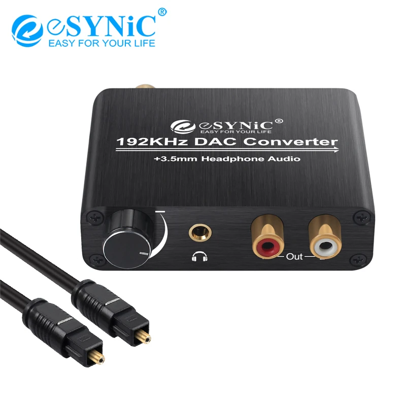 ESYNiC цифро-аналоговый аудио конвертер с регулятором громкости L/R RCA 3 5 мм разъем