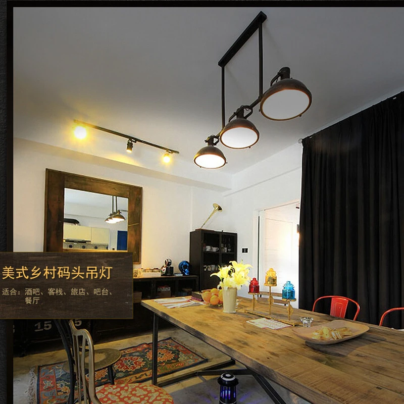 RH Лофт винтажный Ретро Американский промышленный стиль 3 головки подвесной