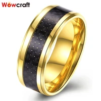 8mm gold tungsten carbide ring for men women wedding band black carbon fiber inlay beveled polished shiny with comfort fit