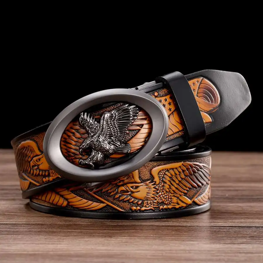 

Мужской ремень из воловьей кожи, модные кожаные ремни для мужчин, ремень с храповым механизмом для мужчин, автоматический ремень с регулиру...