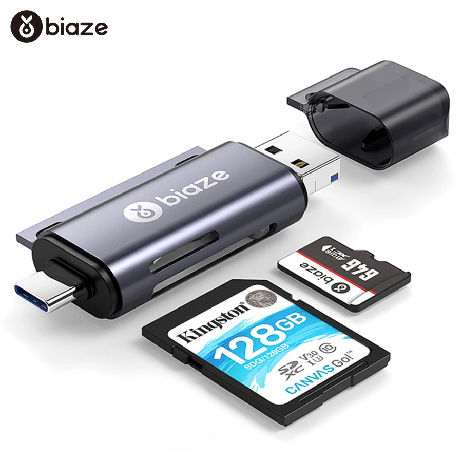 Biaze USB-C кард-ридер USB 2,0 Micro SD TF карты OTG карта памяти адаптер для ПК ноутбуков телефонов Тип C Micro USB SD кард-ридер