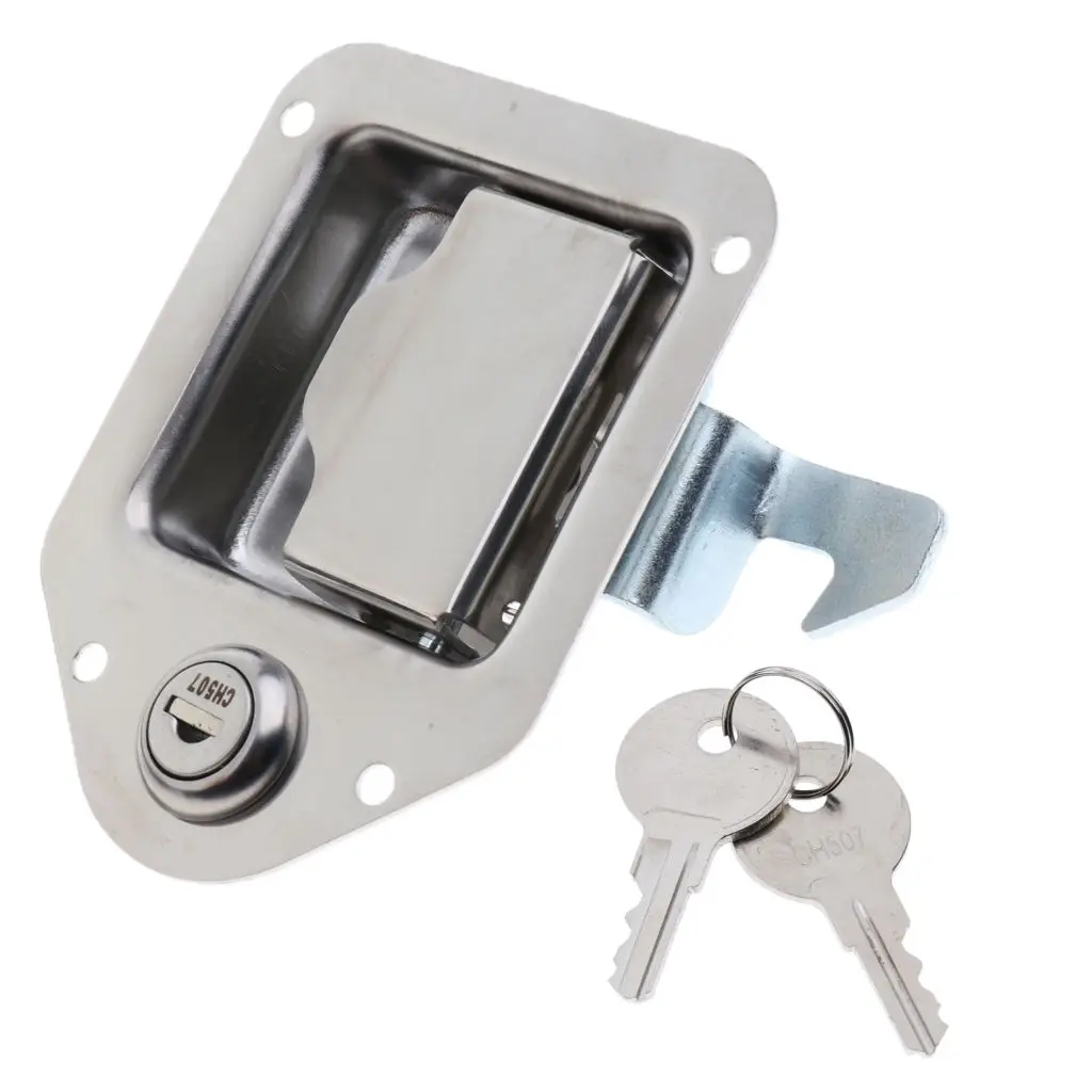 

Brand New Durable Stainless Steel Folding Toolbox Kit Lock Car Truck