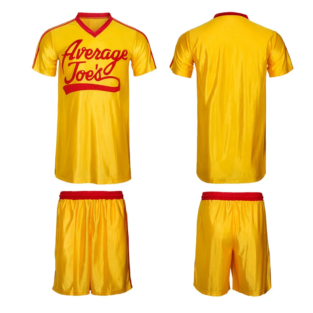 

Crazy Dodgeball Average Joe's Adult Yellow Jersey Costume Set A True Underdog Story Dodgeball Cosplay Costume Halloween Outfit