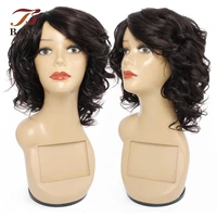 bobbi collection human hair machine made wig body wave romance curl short wavy style ombre blonde burgundy black root remy hair