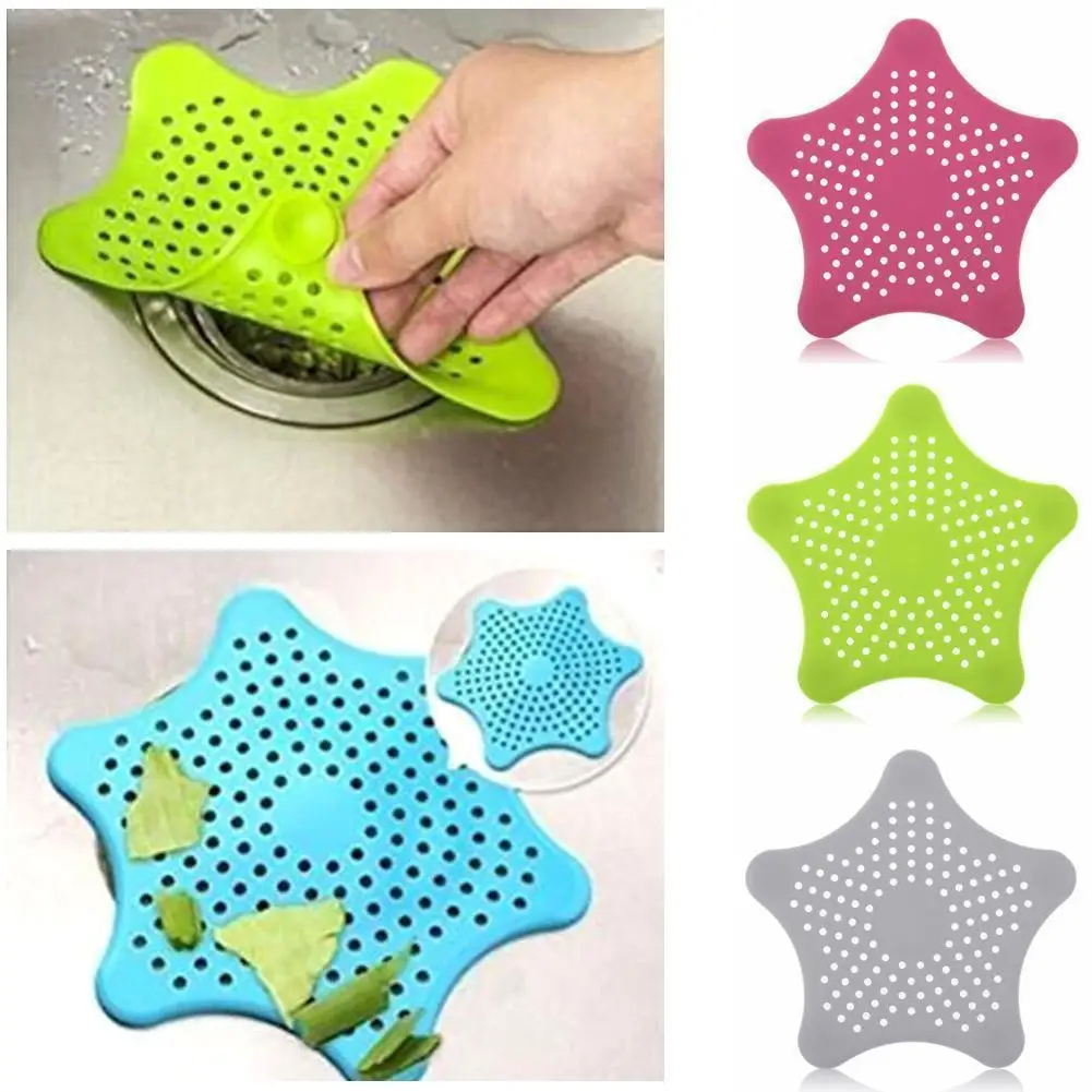 

1pc Sewer Star Outfall Strainer For Kitchen Waste Stopper Floor Drain Hair Sink Bathroom Filter Accessorie Catcher Anti-blo U9F3