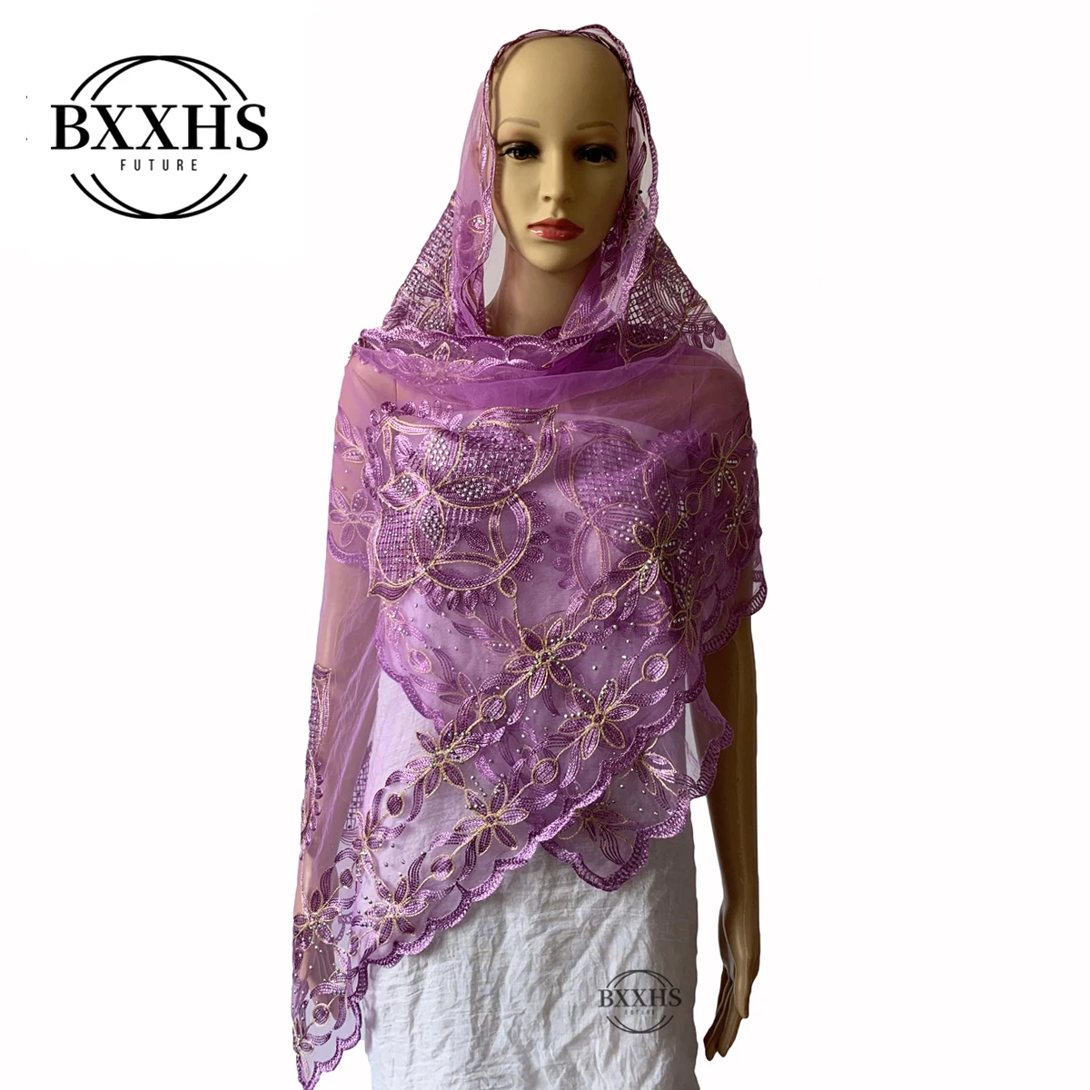 Новый Африканский женский платок мусульманский шарф мягкий хлопковый вышитый