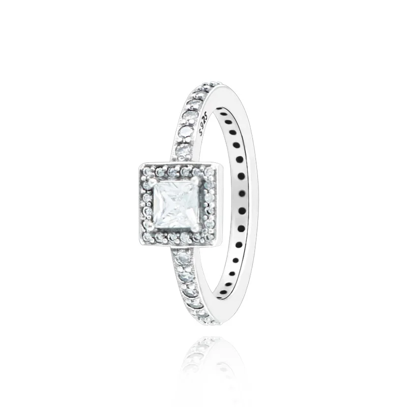 

2019 autumn New 925 Sterling Silver Rings Square Sparkling Halo Ring for Women Engagement Jewelry Anniversary Christmas present