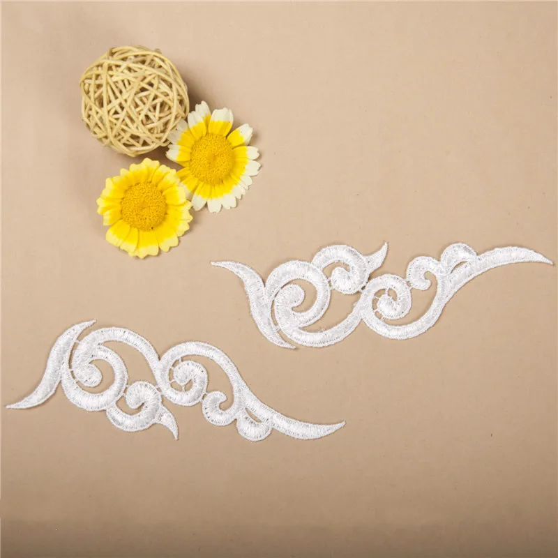 4Pcs (2Pair) 11Color Water Soluble Embroidered Lace Patch Applique Flowers Collar Clothes Wedding Dress Accessories - купить по
