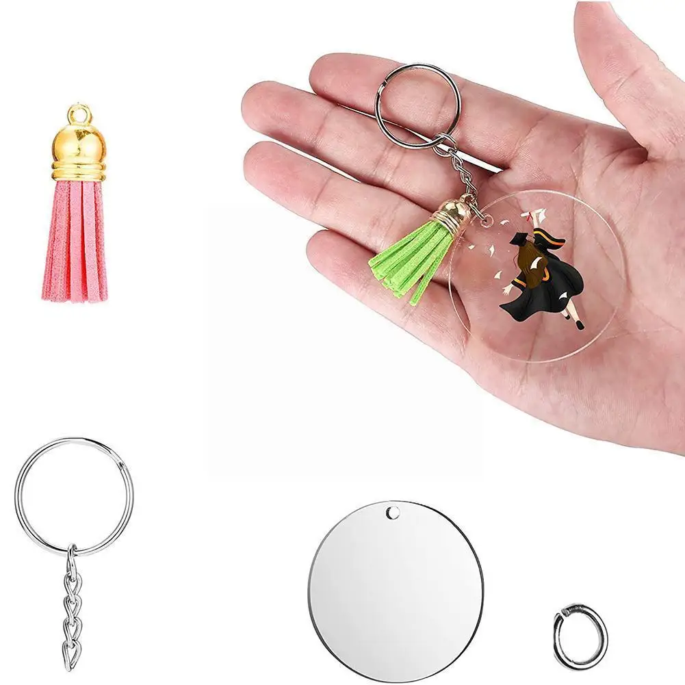 

Набор прозрачных круглых акриловых колец для ключей, 90/120 шт.