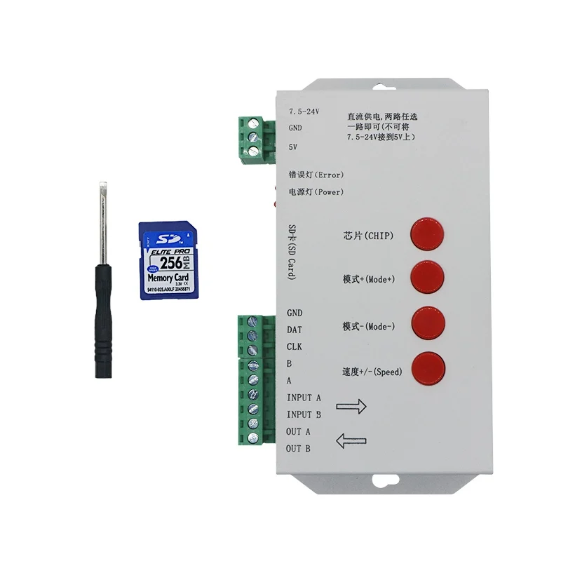 SZYOUMY T1000S SD-карта WS2801 WS2811 WS2812B LPD6803 LED 2048 пикселей контроллер DC5 ~ 24 В стандартный