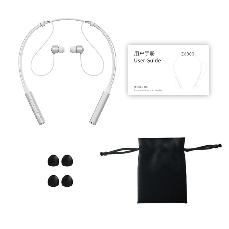 Silver Roman Z6000 беспроводные наушники Bluetooth наушники для телефона шейные спортивные наушники для всех телефонов с упаковкой - Цвет: Silver
