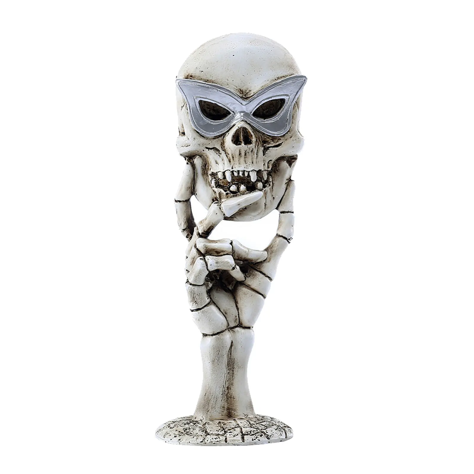 

Desktop Makeup Mirror Living Room Hand Base Vintage Ornament Home Decor Non Slip Resin Skull Face Halloween Gift Multifunctional