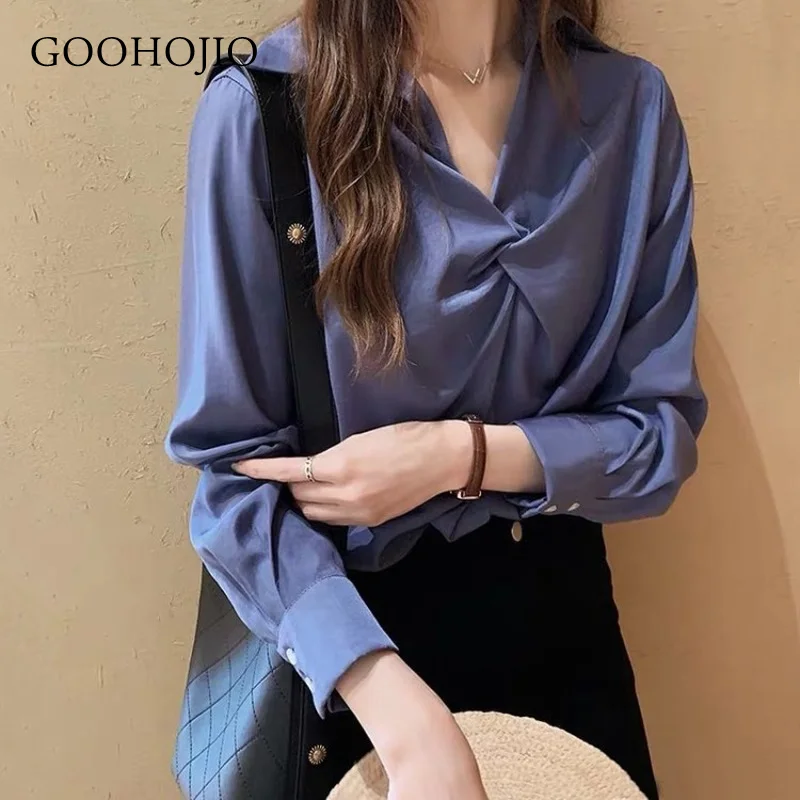 

Новинка 2021, весенне-осенние темпераментные блузки GOOHOJIO, женские модные шикарные женские блузки, модные рубашки оверсайз для женщин