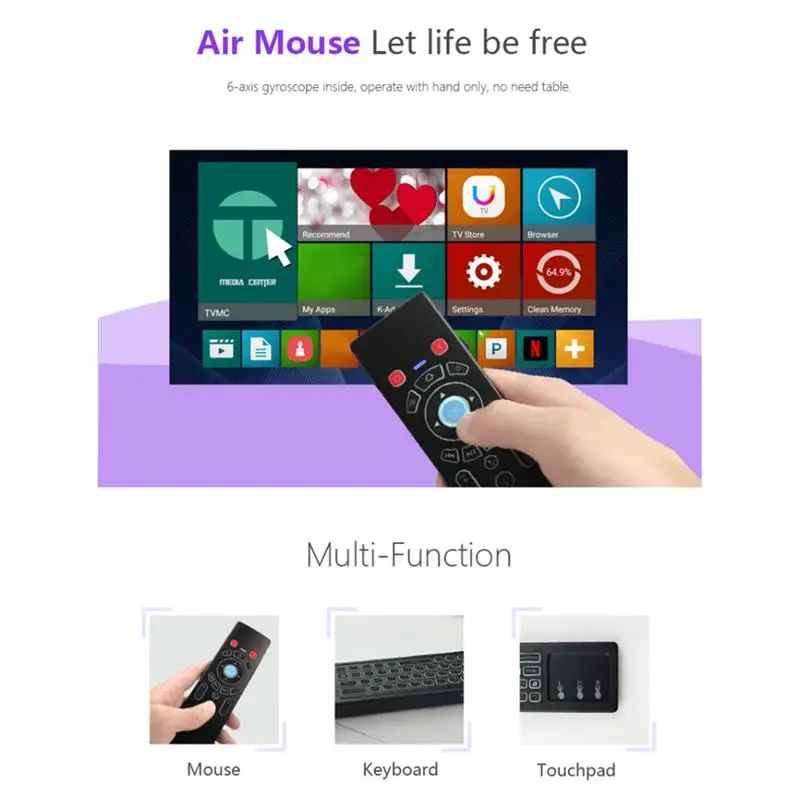 

T6-C 2.4G Flying Mouse 7 Colors RBG Backlit Remote Mini Keyboard With Touchpad Wireless USB Remote Control For PC Android TV Box