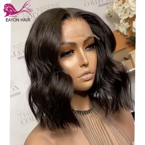 EAYON 5x5 парик на шелковой основе, Волнистые Короткие человеческие волосы, Боб, парики, плотность 180, Remy, бразильский парик на сетке 4x4 Для Женщин