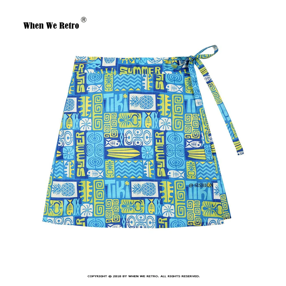 

2022 Exotic Tiki Pattern Women Skirts SS0015 Blue Green Clothing Sexy Summer Sarong Beach Wrap Skirt Jupe Falda