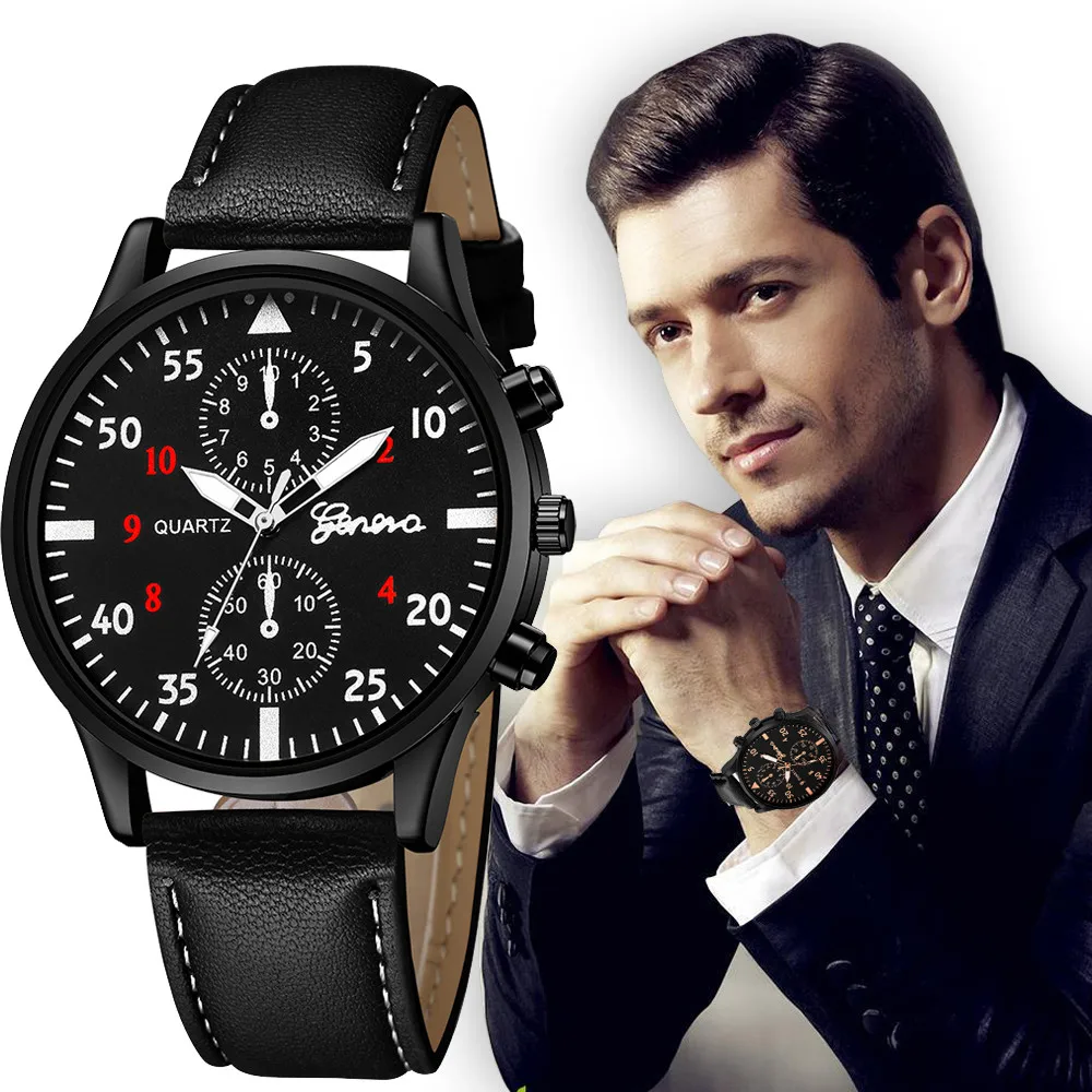 Mens Watches Top Brand Luxury Quartz Watch Men Fashion Luminous Men Business Black Leather Belt Watches Relogio Masculino