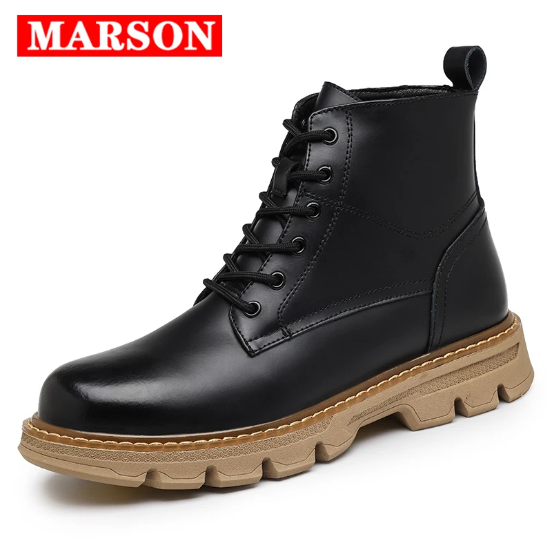 

Men Leather Boots High Top Fashion Winter Casual Fashion Comfortable Lace-up Anti-puncture Boots Motorcycle Ankle Bota Masculina