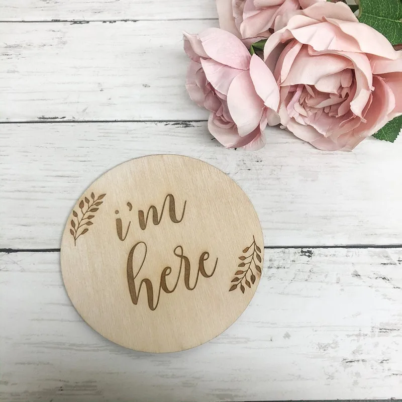 Знак объявления о рождении Здравствуйте персонализированный деревянный круг