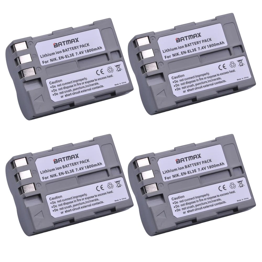 4Pcs 1 шт. 1800 мАч EN-EL3e EN EL3e батарея для камеры Nikon EN-EL3e и Nikon D50, D70, D70s, D80, D90, D100, D200, D300, D300S, D700 - Цвет: 4Pcs