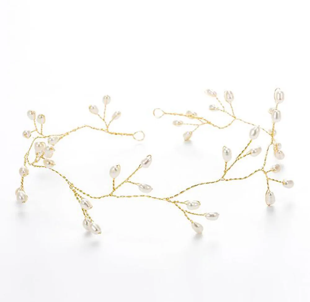 Повязка для волос с жемчугом невесты|Свадебные головные украшения| |