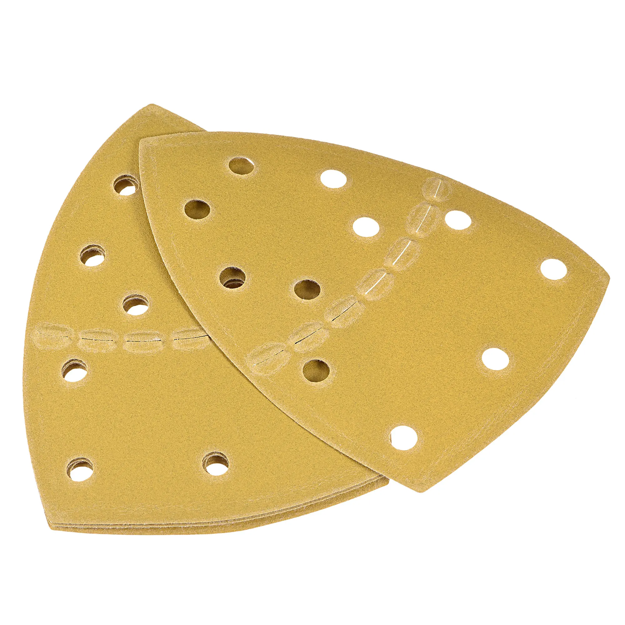 

Uxcell 11 Holes Triangle Sandpaper 240 Grits (P240) Fine Abrasive 6-Inch Aluminum Oxide Sanding Sheets 5pcs