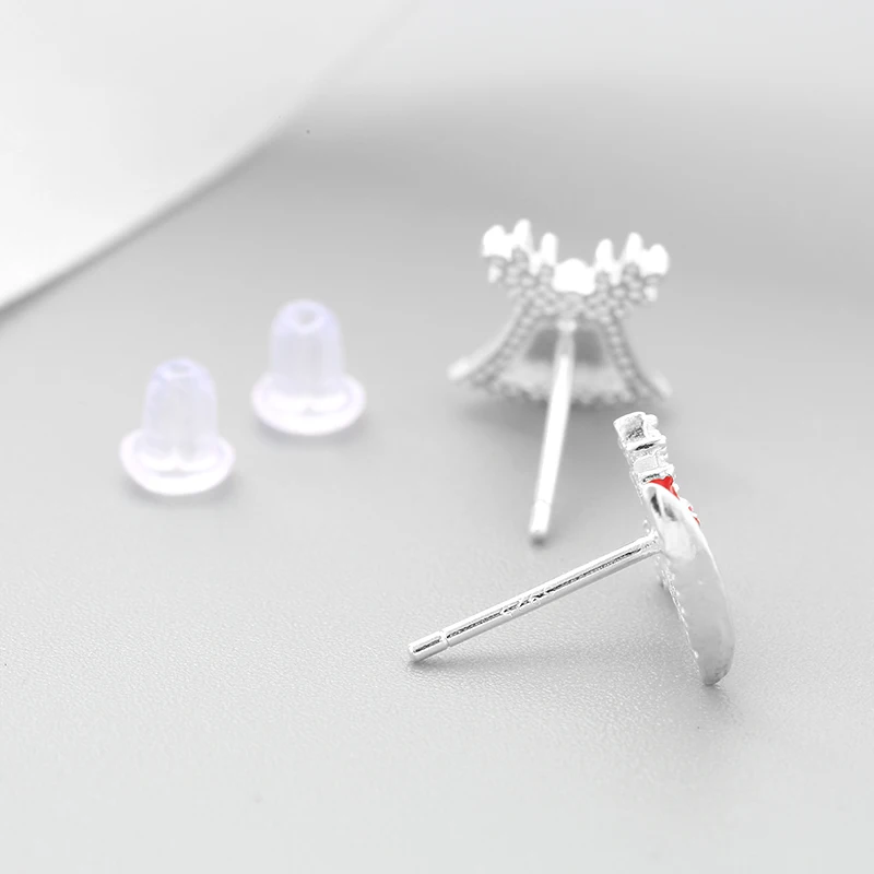 Высокое качество серебро 925 пробы рождественское платье серьги Красная эмаль