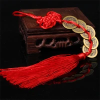 chinese manual knot fengshui lucky charms ancient copper coins mascot prosperity protection good fortune home car decor