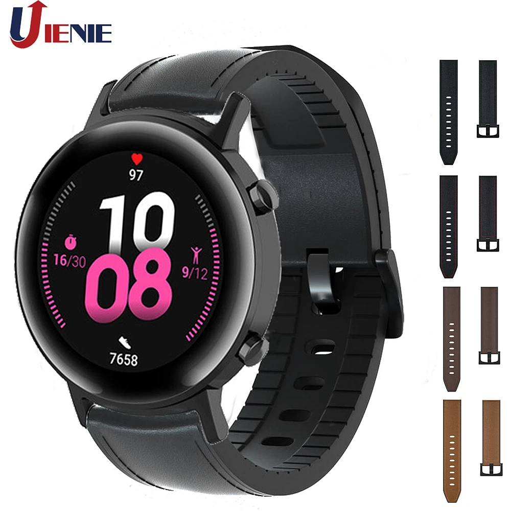 Ремешок кожаный для Huawei Honor Magic 2 / gt 42 мм сменный Браслет смарт часов Gear S2 20