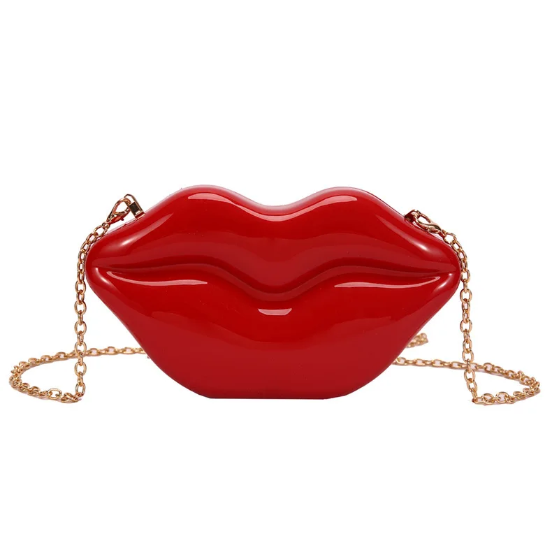 

Sexy red lips acrylic small bag for women spring 2021 fashion dinner bag personalized chain shoulder bag