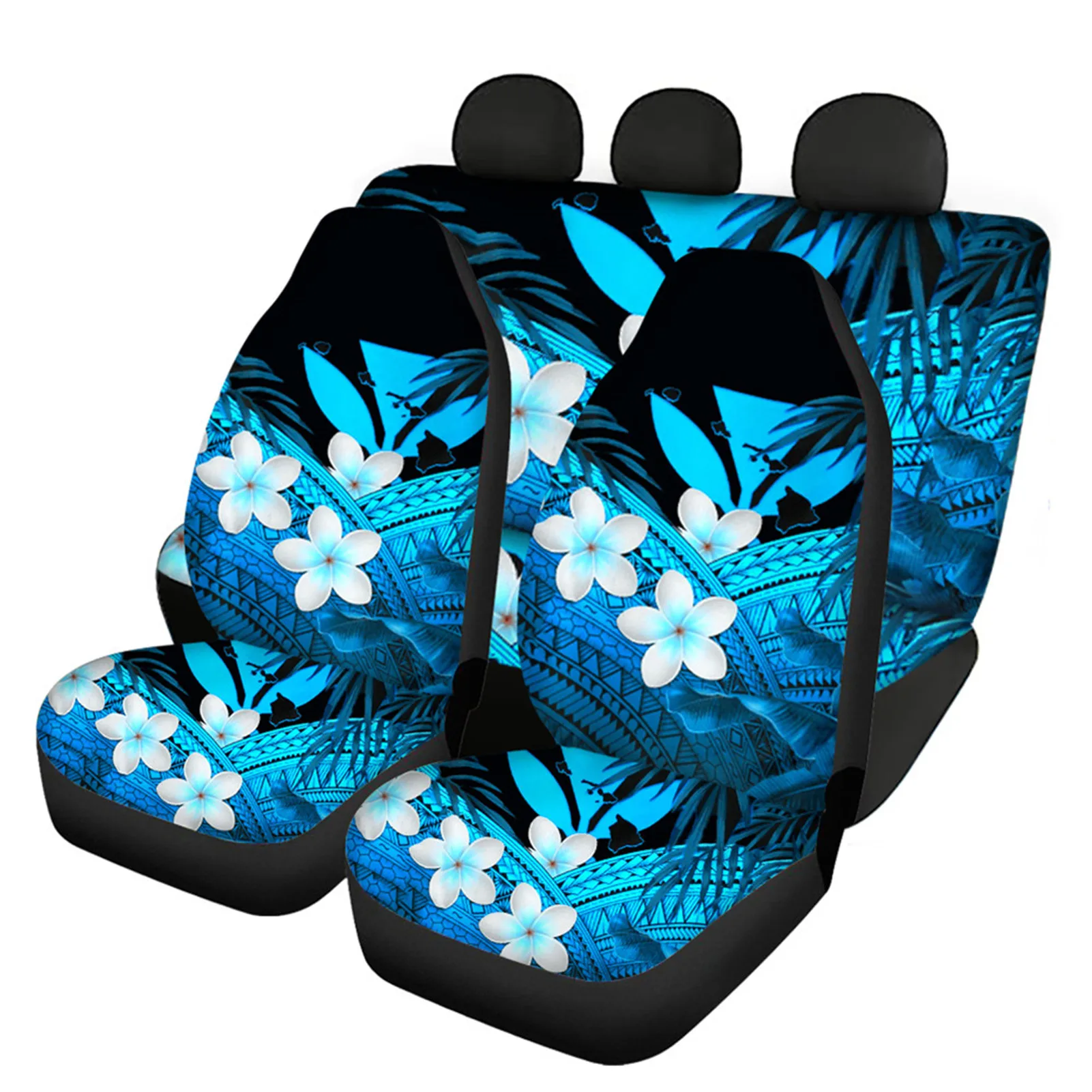

HUGSIDEA Hawaii Car Accessories Seat Cushion Case for Front and Rear Fit Universal Auto Sedan Suv Plumeria Protector for Women