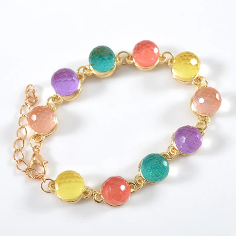 

Lady New Fashion Candy Color Crystal Beads Chain Bracelets Female Bangles Trinket Women Party Jewelry Girl Festival Lucky Gift
