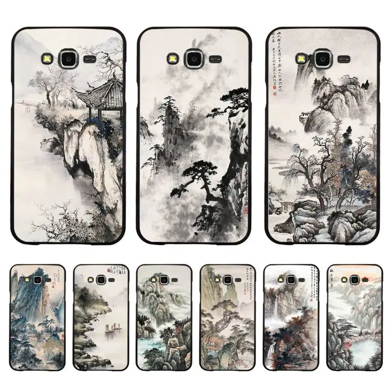 

Chinese style ink painting art Phone Case For Samsung Galaxy J4plus J6 J5 J72016 J7prime cover for J7Core J6plus Back Coque