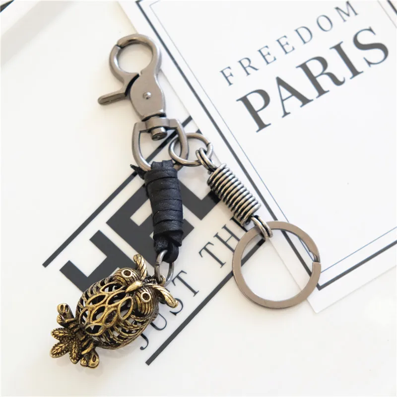 Винтажная бронзовая цепочка для ключей подвеска в виде совы брелки автомобиля