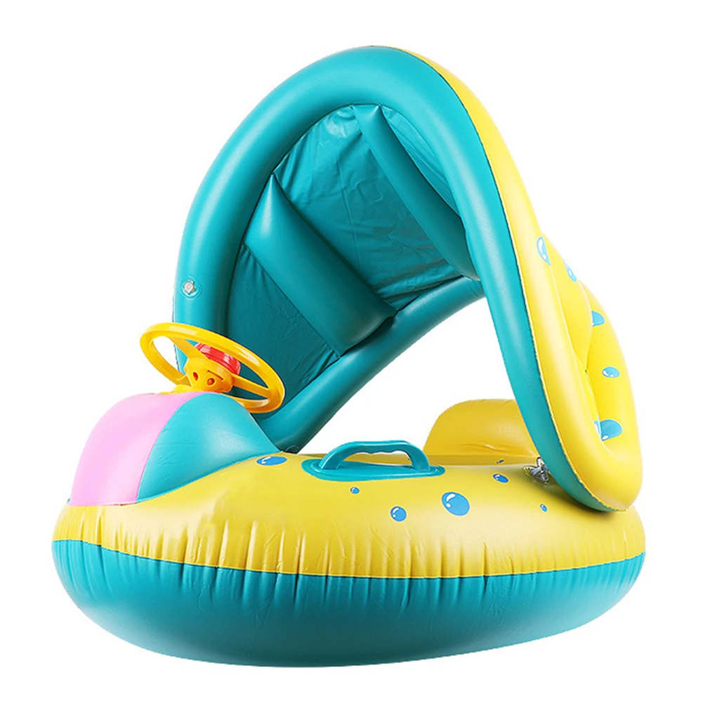

Детское плавательное кольцо для бассейна с солнцезащитным козырьком, Надувное водяное сиденье, плавающая игрушка, детское летнее плавател...
