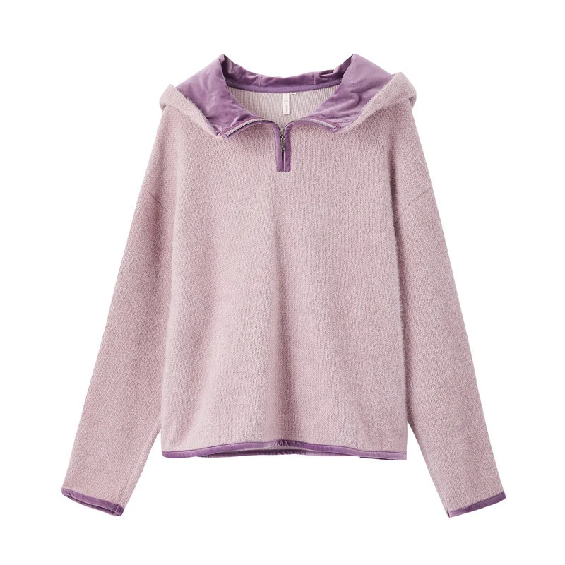 INMAN 2019 Winter New Arrival Literary Personality Split Color Woolen Warm Women Hoodies |
