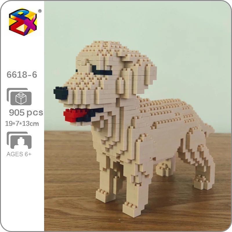 

PZX 6618-6 Animal World Golden Retriever Dog Pet 3D Model DIY 905pcs Mini Diamond Blocks Bricks Building Toy for Children no Box
