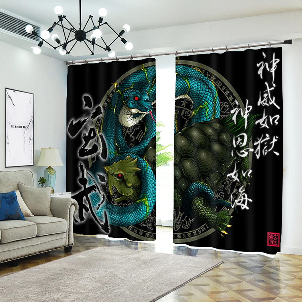 

Perforated Hook 3D Blackout Curtains Buff Modern Chinese Element Custom Full Sunscreen Windows Bedroom Living Room Decoration