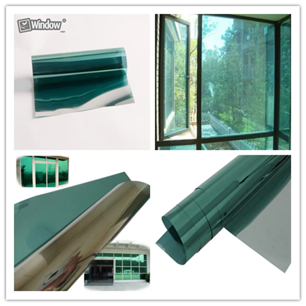 SUNICE Green&ampsilver Solar Tint Home Office Window Film Reflective Sun Proof One Way Mirror for both inside/outside0.9m x 2m | Дом и сад