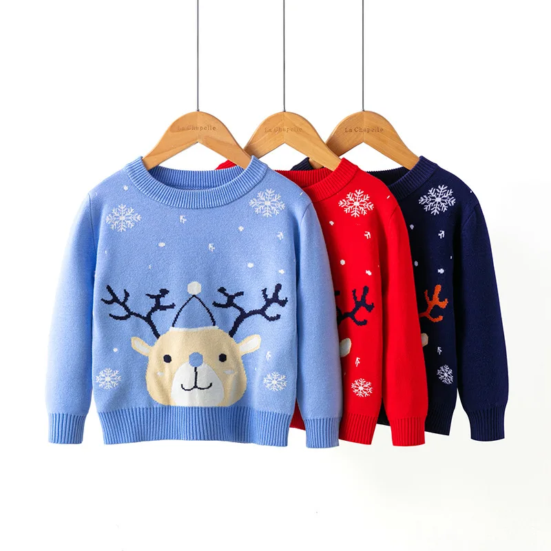 

2021 зимние теплые свитера для маленьких девочек, детская одежда, Детский свитер с рождественским оленем и снежинкой, осеннее вязаное пальто ...