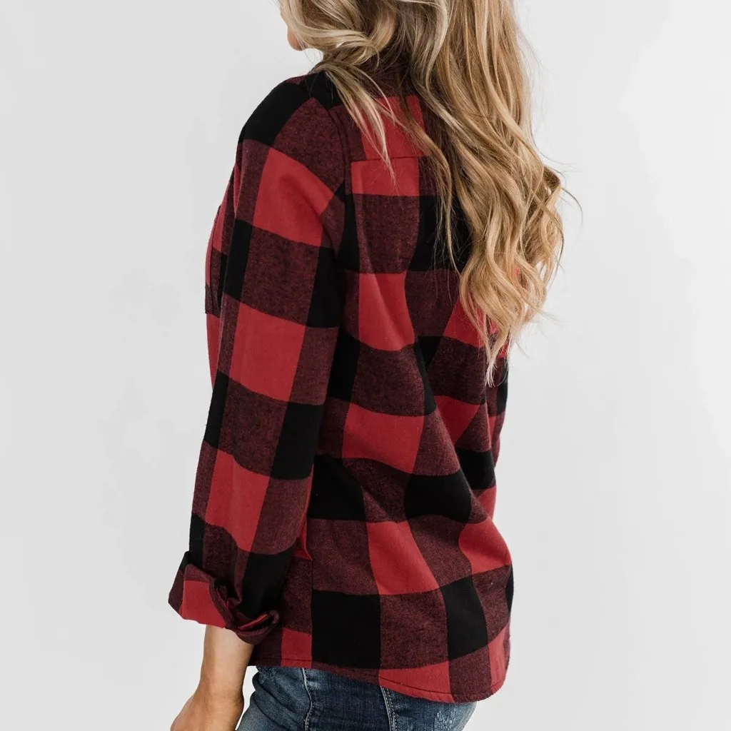 Повседневная клетчатая куртка женская Свободная с О-образным вырезом Женская на