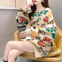 harajuku women hoodies pullovers oversized print sweatshirt 2021 korean style streetwear female tops loose coat outwear clothing