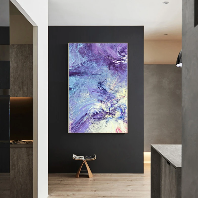 Purple And Blue Abstract Modern Line Canvas Painting Wall Art Picture Poster Print Home Decoration For Living Room No Frame | Дом и сад