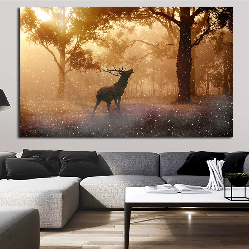 Диких северных оленей Животные холст Плакаты и принты Куадрос настенная
