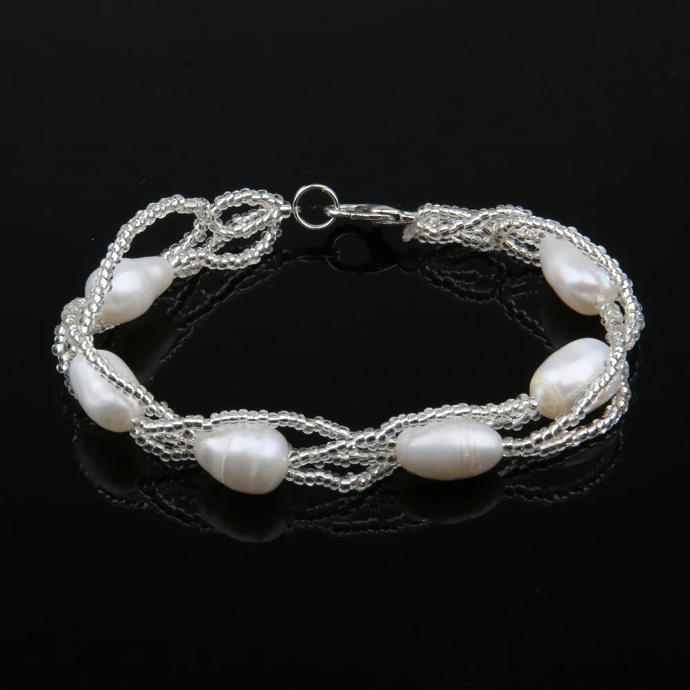 Женские браслеты из натурального пресноводного жемчуга 7-8 мм | Украшения и
